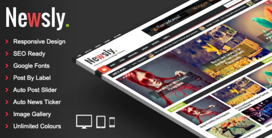 Newsly Responsive Multipurpose Blogger Template Free Download