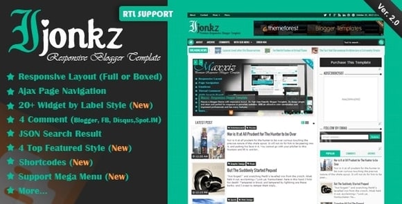 Ijonkz Responsive Magazine News Blogger Template Free Download