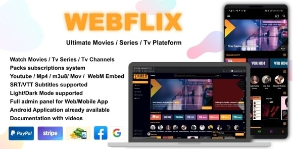 WebFlix Movies TV Series Live TV Channels Subscription Nulled PHP Script