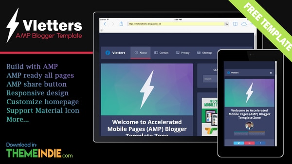 VlettersAMP Blogger Template Download