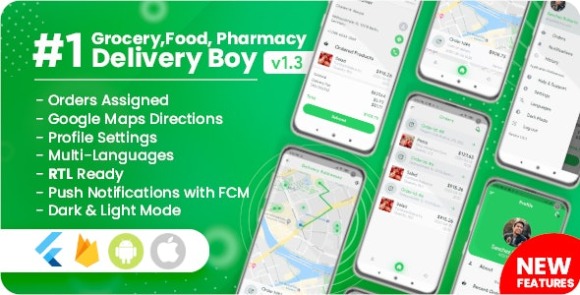 Delivery Boy for Groceries Foods Pharmacies Stores Flutter App Source Code