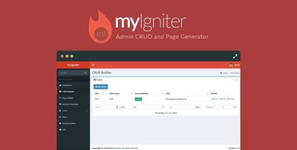 myIgniter Admin CRUD and Page Generator PHP Script