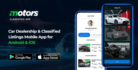 Motors Car Dealership and Classified Listings Mobile App for Android and iOS