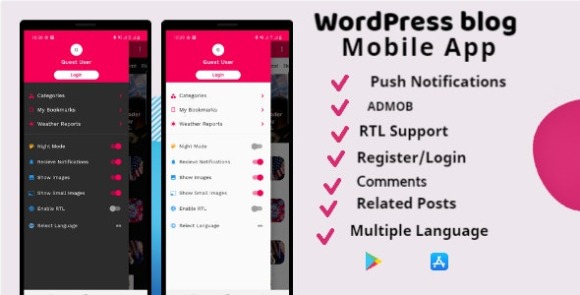 Flutter WordPress Mobile App Supports Android and IOS Source Code