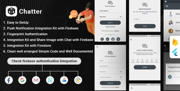 Chatter Flutter Firebase Chat Authentication and Social Media Integration Source Code