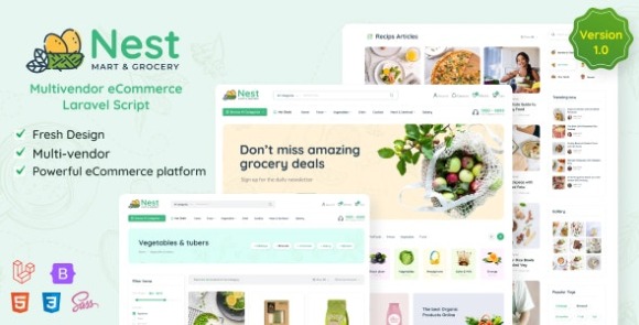 Nest Multivendor Organic & Grocery Laravel eCommerce Script