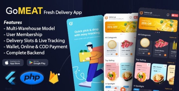 Chicken Meat Fish Delivery Flutter App with Admin Panel GoMeat