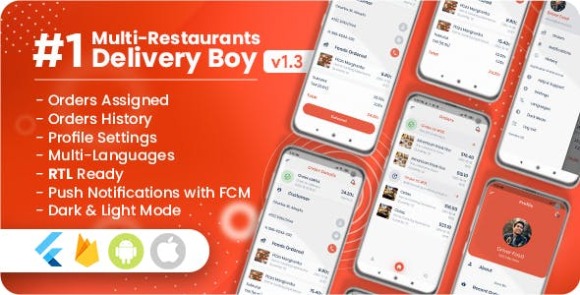 Delivery Boy for Multi-Restaurants Flutter App Source Code