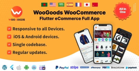 Woogoods WooCommerce Flutter E-commerce Full App Source