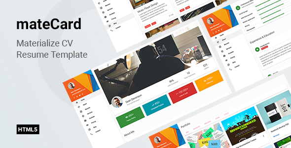 mateCard Materialize CV Resume HTML Template