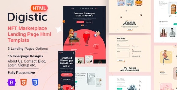 Digistic NFT Marketplace Landing Page HTML Template
