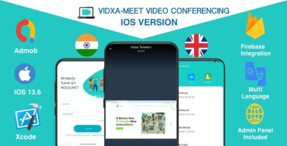 VIDXA MEET Free Video Conferencing and Audio Conferencing App Zoom Clone iOS Admin Panel