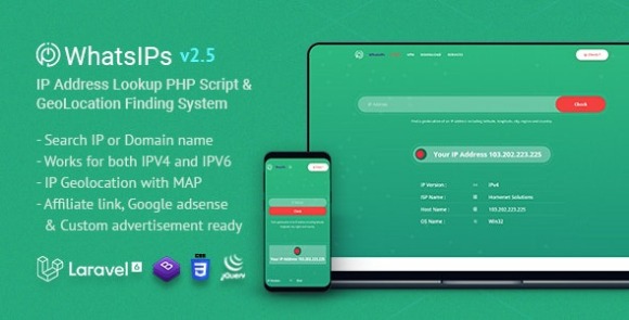 WhatsIPs IP Address Lookup PHP Nulled Script