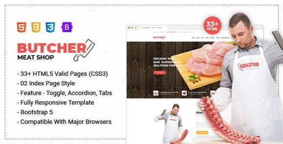 Butcher Meat Shop eCommerce HTML Template