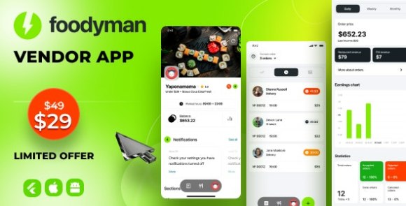 Foodyman Multi Restaurant and Grocery Vendor App Source