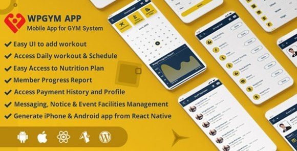 WPGYM App Mobile App for WordPress Gym System App Source