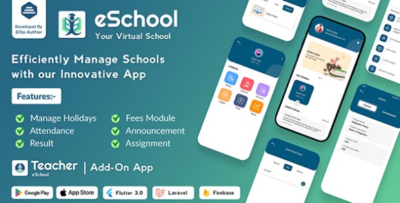 eSchool Virtual School Management Flutter App with Laravel Admin Panel