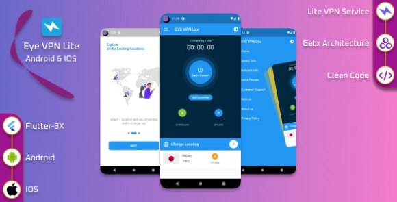 EYE VPN Lite Flutter VPN Application with Web Admin Panel