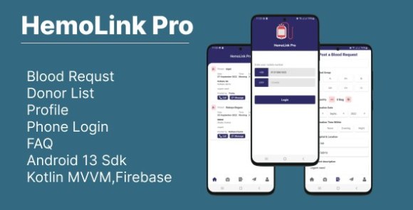 HemoLink Nearest Bloodbank Blood Donor with Firebase App Source