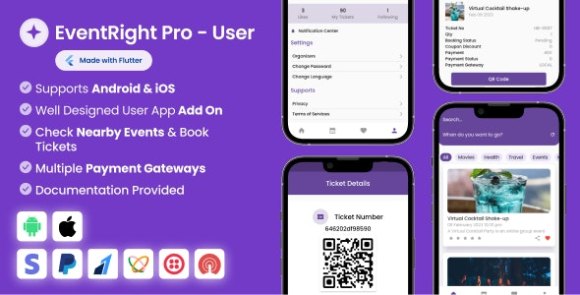 User App for EventRight Pro Event Ticket Booking System Source