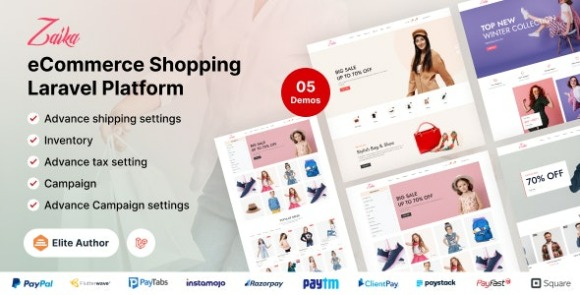 Zaika eCommerce CMS Laravel eCommerce Shopping Platform Script