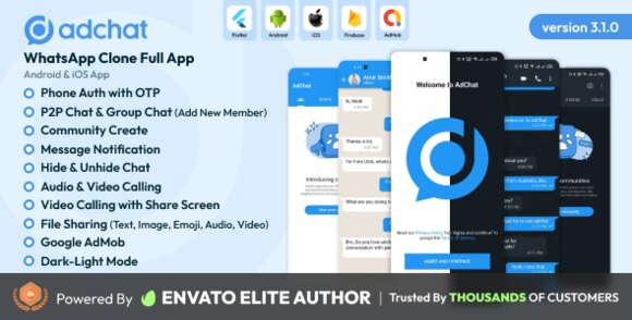 AdChat WhatsApp Clone Android and iOS App Source