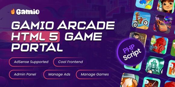 Gamio Arcade HTML5 Game Portal PHP Script
