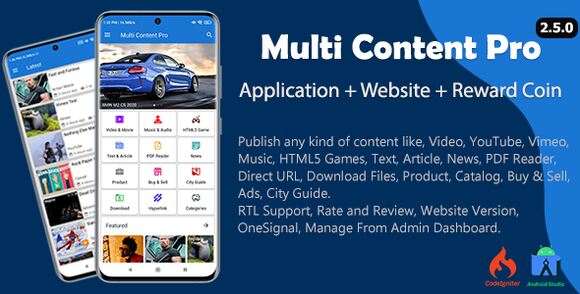 Multi Content Pro Application and Website