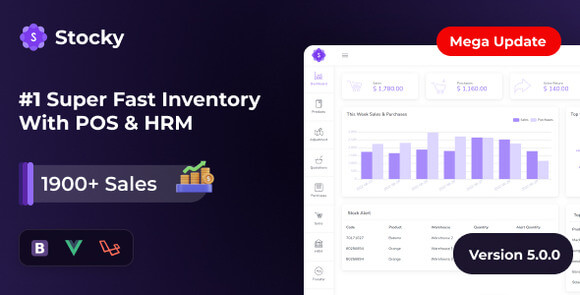 Stocky POS with Inventory Management and HRM Script