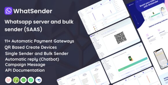 WhatSender WhatsApp Server and Bulk Sender SaaS Nulled Script