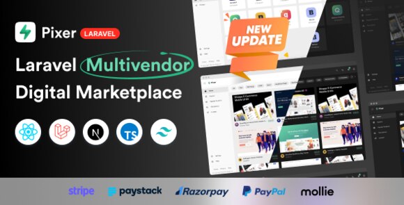 Pixer React Laravel Ecommerce Multivendor Digital Marketplace Nulled Script