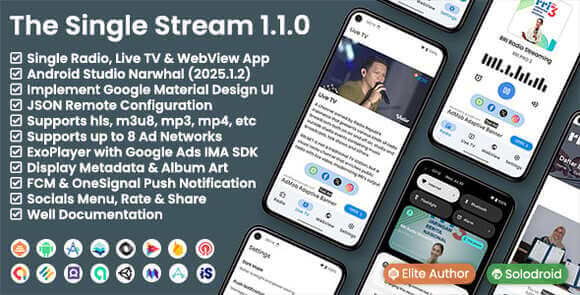 The Single Stream Single Radio Live TV and WebView App