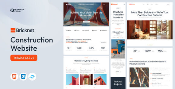 Bricknet Construction Company Website Tailwind Template
