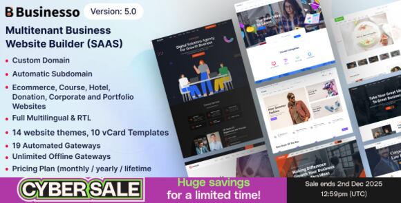 Businesso Multipurpose Website Builder SaaS Multitenancy Nulled