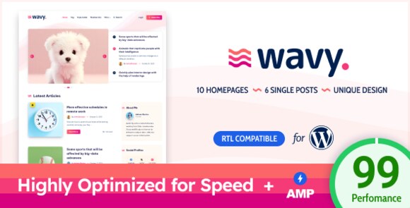 Wavy Modern and Lightweight Blog WordPress Theme
