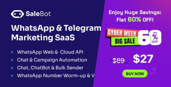 SaleBot WhatsApp and Telegram Marketing SaaS ChatBot