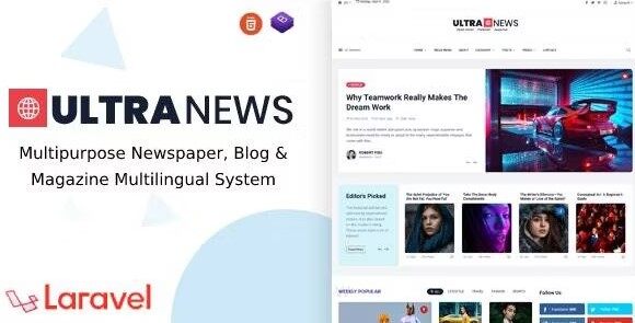 UltraNews - Laravel Newspaper, Blog Multilingual System with support AI Writer, Content Generator